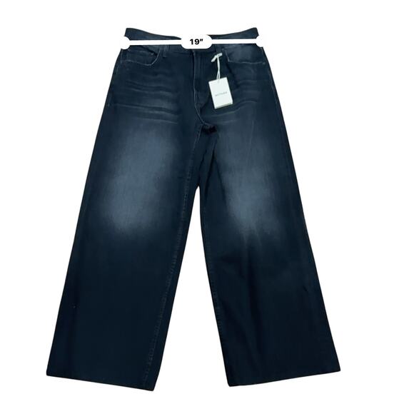 MOTHER The Spinner Zip Sneak Jeans Faded Black Magic 28 High Rise Wide Leg Denim - Picture 9 of 13